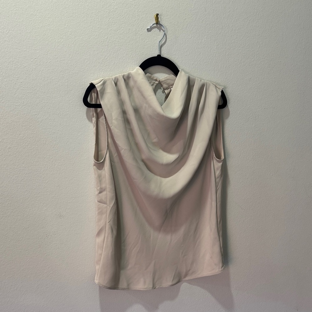 Babaton Cream Drape Sleeveless Blouse